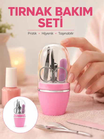 Tırnak Bakım Manikür Pedikür Seti 4 Parça Pembe Minimal Ve Dayanıklı Yeni Nesil ürün görseli 1