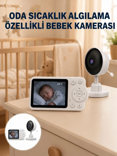 Sıcaklık Sensörlü Güvenli Bebek Kamerası İki Yönlü Ses Yeni Nesil ürün görseli 1