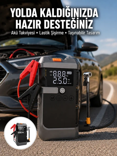 Işıklı Hava Kompresörlü Taşınabilir Akü Takviye Ünitesi Yeni Nesil ürün görseli 1