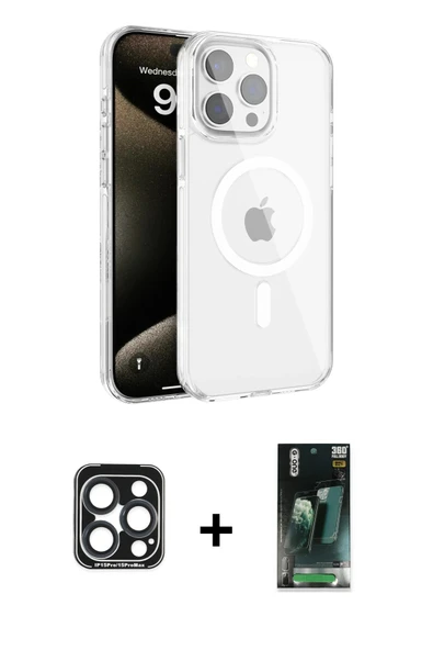 MARSİLYAN™- iPhone 15 Pro Max Kılıf Doruk Doku Özel Seri - Siyah 360 Mat Full Body Arka Koruyucu + PVD Metal Kamera Lens ürün görseli 1