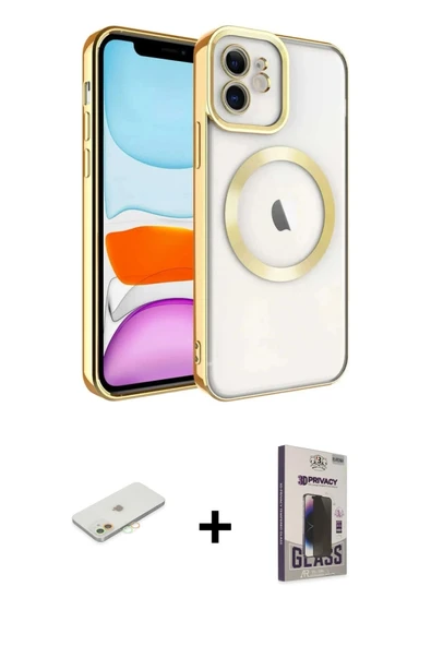 MARSİLYAN™- iPhone 11 Kılıf Nova Işık Özel Seri - Siyah Bilvis Hayalet Cam Ekran Koruyucu + Renkli Kamera Lens Koruma Ca ürün görseli 1