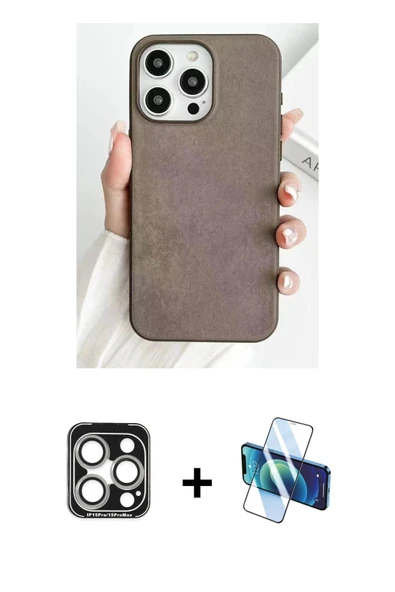 MARSİLYAN™- iPhone 15 Pro Max Kılıf Pusula Modern - Siyah 3D Antistatik Seramik Nano Ekran Koruyucu + PVD Metal Kamera L ürün görseli 1