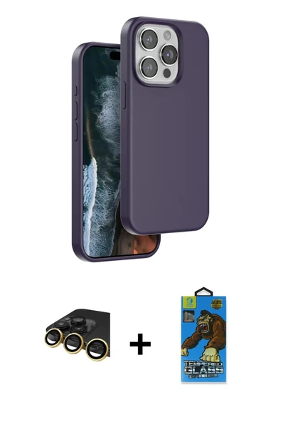 MARSİLYAN™- iPhone 14 Pro Max Kılıf Kıvılcım Çizgi Serisi - Siyah 18D Cam Ekran Koruyucu + Raze Metal Kamera Lens - GD ürün görseli 1