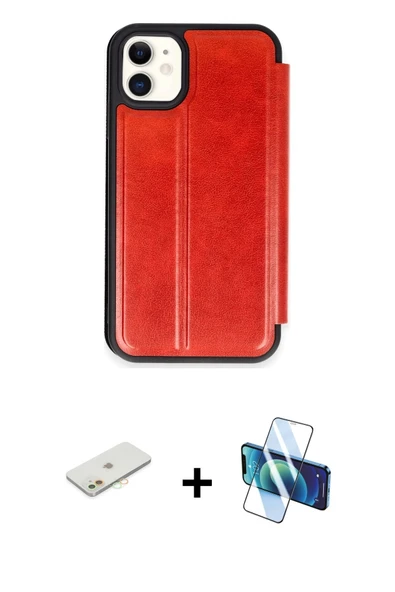 MARSİLYAN™- iPhone 11 Kılıf Zirve Yansıma Serisi - Siyah 3D Antistatik Cam Ekran Koruyucu + Renkli Kamera Lens Koruma Ca ürün görseli 1