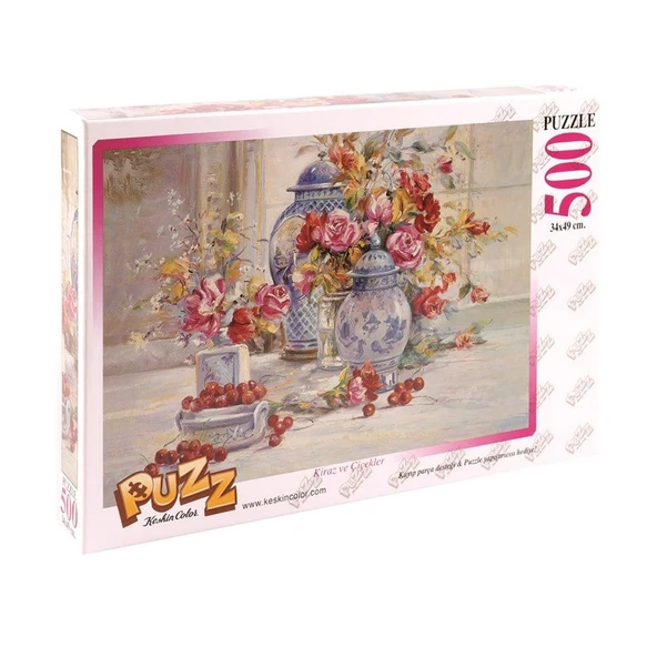 Keskin Color Puzzle 500 Parça 34X49 Kiraz ve Çiçekler 260421-99 ürün görseli 1