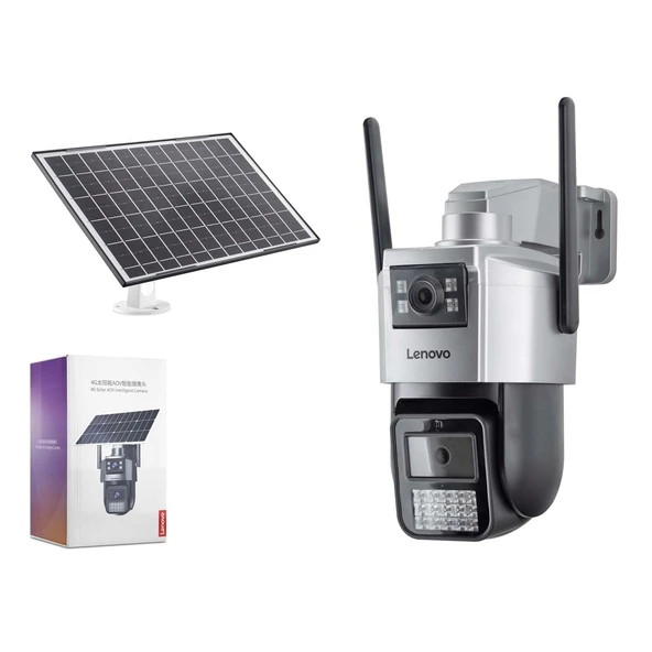 Lenovo G4S4 3Mp+3Mp 2 Lens Aov Smart 4G Solar Güvenlik Kamerası ürün görseli 1