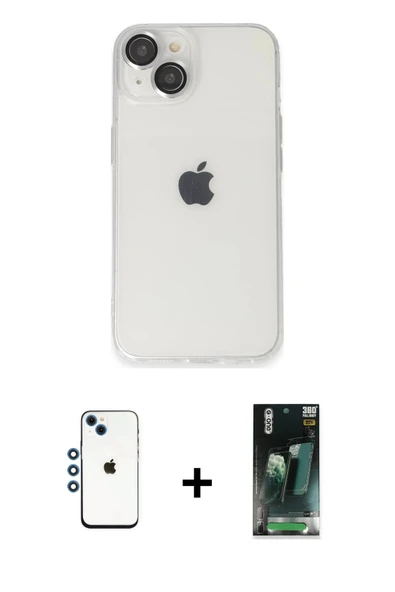 MARSİLYAN™- iPhone 14 Kılıf Ufuk Minimal Özel Seri - Şeffaf 360 Full Body Arka Koruyucu + Shine Kamera Lens - MI ürün görseli 1