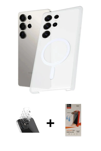 MARSİLYAN™- Galaxy S23 Ultra Kılıf Kutup Minimal - Siyah AutoKit 5in1 Fiber Hayalet Cam Ekran Koruyucu + Kamera Lens Kor ürün görseli 1