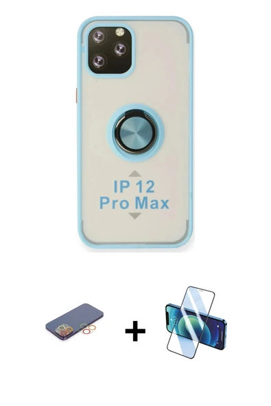 MARSİLYAN™- iPhone 12 Pro Kılıf Yörünge Çizgi - Siyah 3D Antistatik Seramik Nano Ekran Koruyucu + Renkli Kamera Lens Kor ürün görseli 1