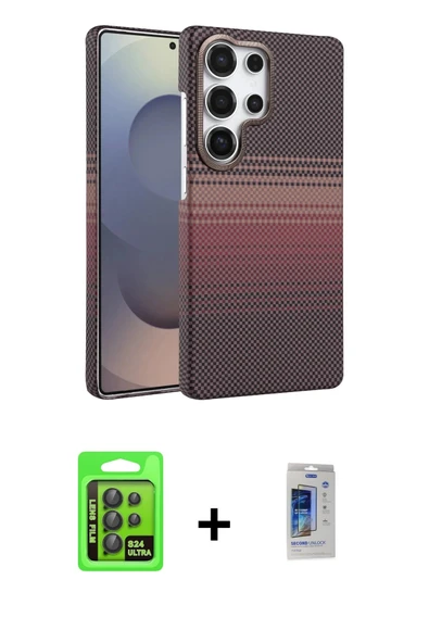 MARSİLYAN™- Galaxy S24 Ultra Kılıf Doruk Serisi - Siyah Durable Full Glue Curved Cam + Raze Metal Kamera Lens - SH ürün görseli 1