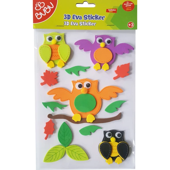 Bu-Bu 3D Eva Sticker Büyük Karışık Hayvanlar Bubu-Sts044 ürün görseli 1