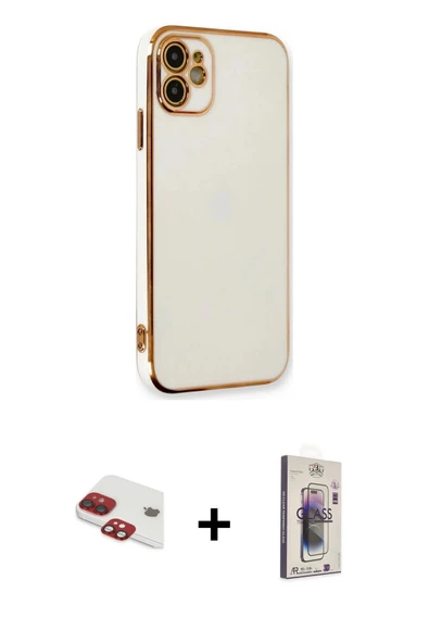 MARSİLYAN™- iPhone 11 Kılıf Yankı Serisi - Siyah Bilvis 3D Cam Ekran Koruyucu + Pers Alüminyum Kamera Lens - KI ürün görseli 1