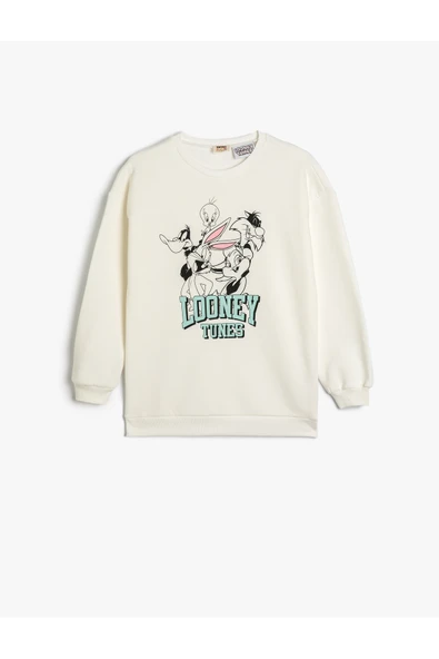 Koton Kız Çocuk Sweatshirt Looney Tunes Baskılı Lisanslı Uzun Kollu Bisiklet Yaka Şardonlu ürün görseli 1