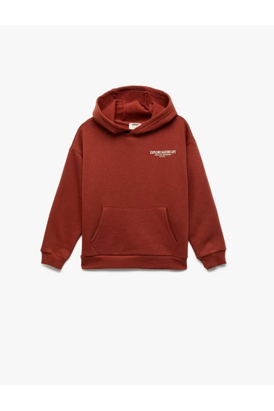 Koton Erkek Çocuk Uzun Kollu Baskılı Şardonlu Pamuklu Kapşonlu Sweatshirt ürün görseli 1