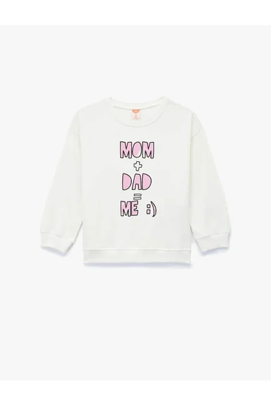 Koton Kız Bebek Pamuklu Uzun Kollu Bisiklet Yaka Baskılı Sweatshirt ürün görseli 1