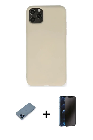 MARSİLYAN™- iPhone 11 Pro Max Kılıf Ahenk Serisi - Siyah 3D Antistatik Hayalet Cam Ekran Koruyucu + Metal Kamera Lens Ko ürün görseli 1
