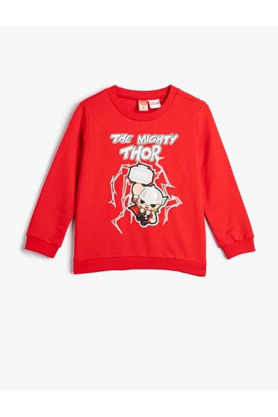 Koton Erkek Bebek Thor Sweatshirt Lisanslı Uzun Kollu Bisiklet Yaka Pamuklu Şardonlu ürün görseli 1