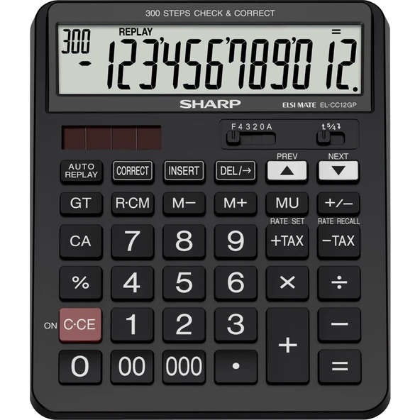Sharp EL-CC12GP 12 Haneli Masaüstü Hesap Makinesi Gri Eğimli LCD Ekran ile 300 Adım Kontrol ürün görseli 1