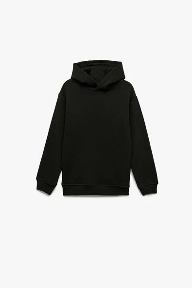 Koton Erkek Çocuk Oversize Şardonlu Uzun Kollu Basic Kapşonlu Sweatshirt ürün görseli 1