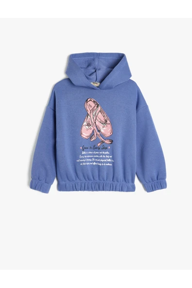 Koton Kız Çocuk Uzun Kollu Bisiklet Yaka Baskı Detaylı Sweatshirt ürün görseli 1
