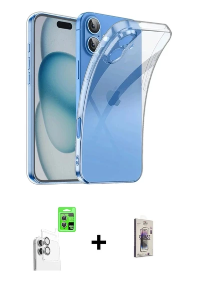 MARSİLYAN™- iPhone 16 Plus Kılıf Zirve Doku - Siyah Bilvis 3D Cam Ekran Koruyucu + Raze Metal Kamera Lens - BZ ürün görseli 1