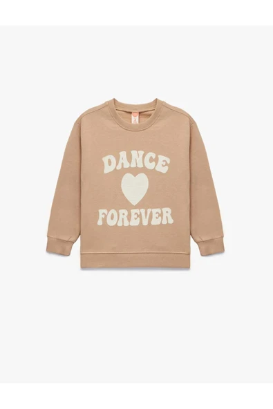 Koton Kız Bebek Baskılı Pamuklu Uzun Kollu Bisiklet Yaka Şardonlu Sweatshirt ürün görseli 1
