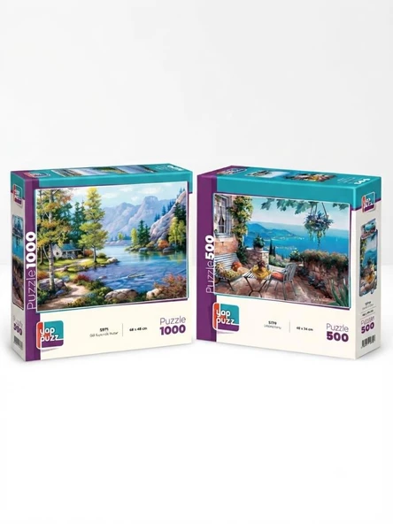 Göl Kıyısında ve Limana Karşı İkili Set - 1000 + 500 Parça İkili Puzzle Seti ürün görseli 1