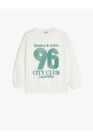Koton Kız Çocuk Kolej Baskılı Uzun Kollu Bisiklet Yaka Sweatshirt ürün görseli 1