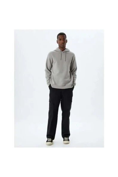 Koton Şardonlu Pamuklu Basic Kapşonlu Sweatshirt - Resim 10