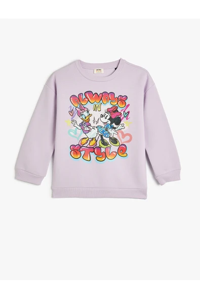 Koton Kız Çocuk Mickey Mouse ve Daisy Duck Sweatshirt Lisanslı Uzun Kollu Bisiklet Yaka Şardonlu ürün görseli 1