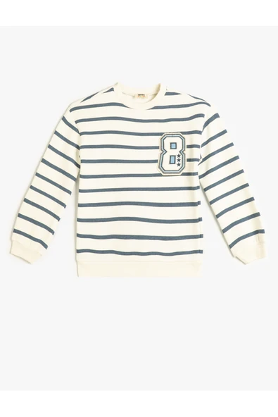 Koton Kız Çocuk Sweatshirt Uzun Kollu Bisiklet Yaka Aplike Detaylı ürün görseli 1