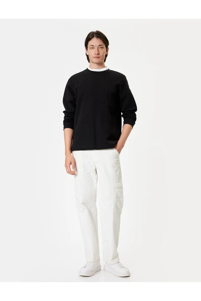 Koton Bisiklet Yaka Sweatshirt Basic Uzun Kollu Pamuklu - Resim 2