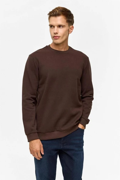 Hipatu Süvari Regular Düz Bisiklet Yaka Sweatshirt ürün görseli 1