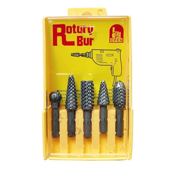 Rotary Bur Matkap Uçlu Ağaç Törpüsü 5 li Takim Oyma Seti ürün görseli 1