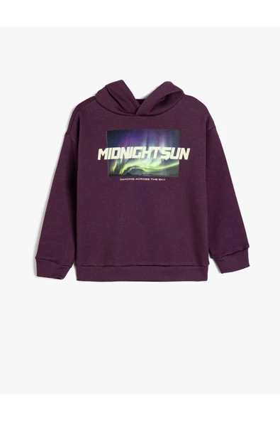 Koton Erkek Çocuk Oversize Kapşonlu Sweatshirt Baskı Detaylı Uzun Kollu ürün görseli 1