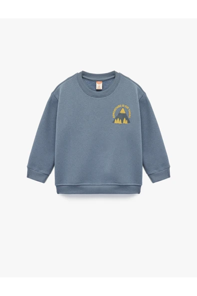 Koton Erkek Bebek Baskı Detaylı Bisiklet Yaka Uzun Kollu Şardonlu Sweatshirt ürün görseli 1