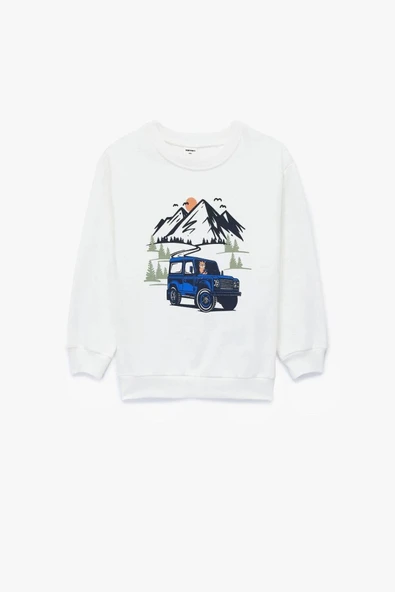 Koton Erkek Bebek Pamuklu Uzun Kollu Bisiklet Yaka Baskılı Sweatshirt ürün görseli 1