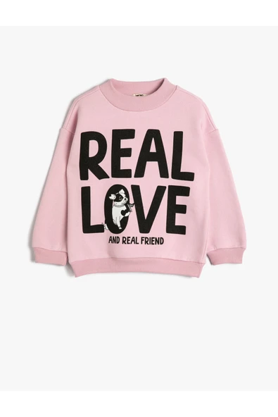 Koton Kız Çocuk Sweatshirt Slogan Baskılı Uzun Kollu Şardonlu ürün görseli 1