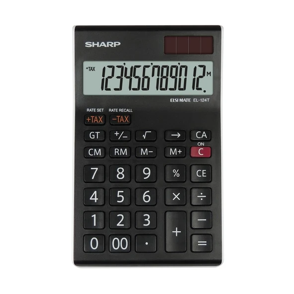 Sharp EL-124TWH 12 Haneli Masa Üstü Hesap Makinesi Eğimli LCD Ekran ürün görseli 1
