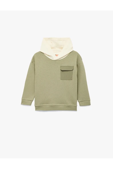 Koton Erkek Bebek Pamuklu Uzun Kollu Bisiklet Yaka Kapşonlu Sweatshirt ürün görseli 1