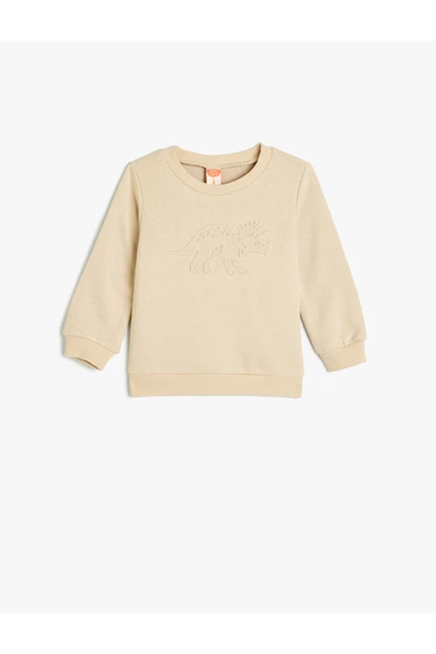 Koton Erkek Bebek Pamuklu Şardonlu Uzun Kollu Bisiklet Yaka Sweatshirt ürün görseli 1