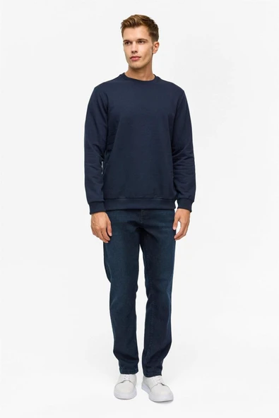 Hipatu Süvari Regular Düz Bisiklet Yaka Sweatshirt - Resim 8
