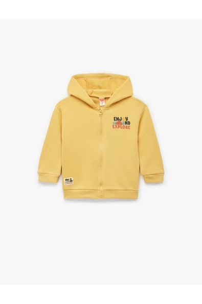 Koton Erkek Bebek Uzun Kollu Bisiklet Yaka Fermuarlı Kapşonlu Sweatshirt ürün görseli 1