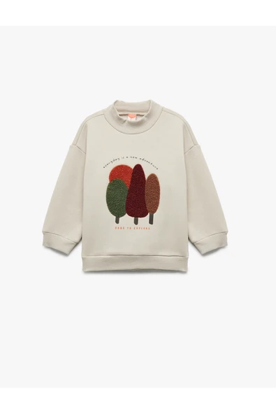 Koton Erkek Bebek Nakışlı Uzun Kollu Şardonlu Dik Yaka Sweatshirt ürün görseli 1