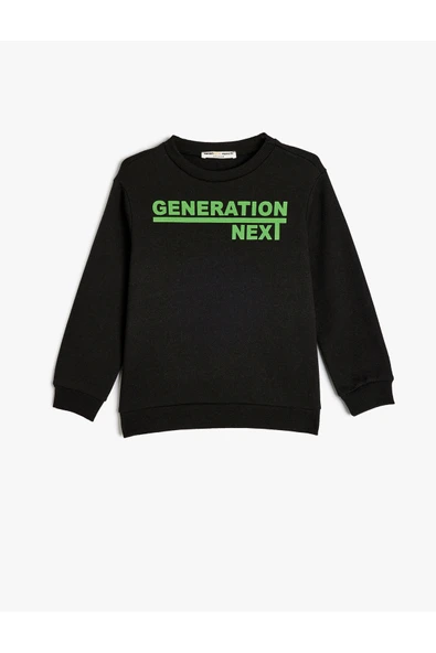 Koton Erkek Çocuk Uzun Kollu Bisiklet Yaka Slogan Baskılı Sweatshirt ürün görseli 1
