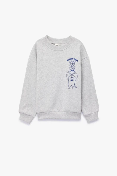 Koton Erkek Bebek Canavar Baskılı Uzun Kollu Bisiklet Yaka Sweatshirt ürün görseli 1
