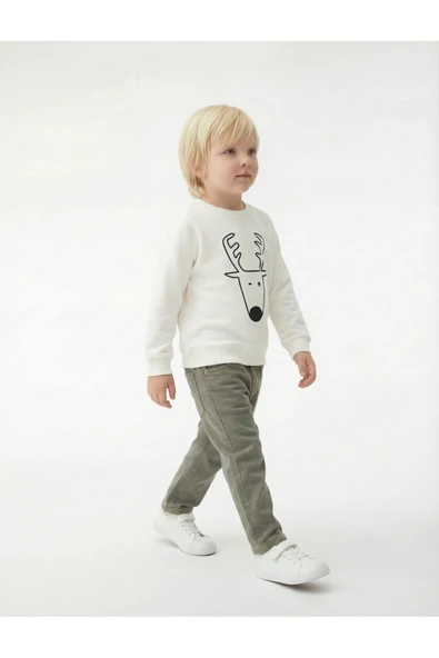 Koton Erkek Bebek Yılbaşı Baskılı Uzun Kollu Şardonlu Bisiklet Yaka Sweatshirt ürün görseli 1