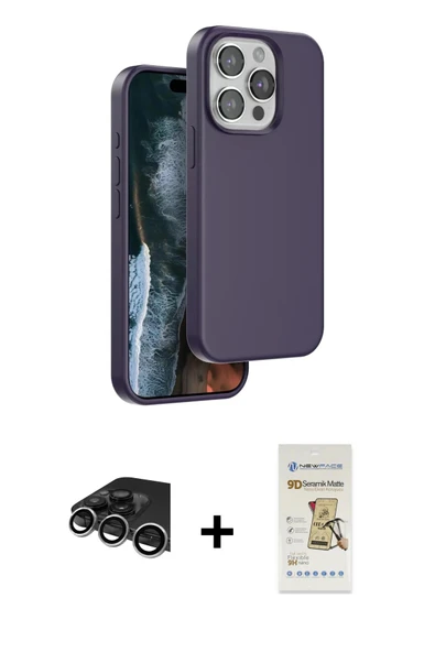 MARSİLYAN™- iPhone 14 Pro Max Kılıf Kıvılcım Çizgi Serisi - Siyah Mat Seramik Nano Ekran Koruyucu + Raze Metal Kamera Le ürün görseli 1