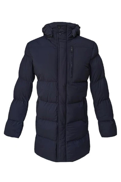 Hipatu Süvari Slim Fit Kapşonlu Lacivert Uzun Dolum Mont ürün görseli 1