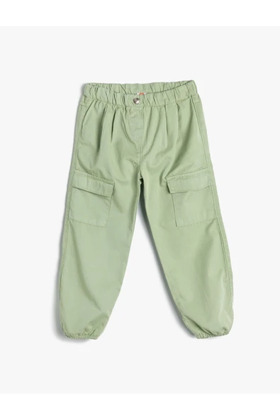 Koton Kız Bebek Paraşüt Kot Pantolon Pamuklu Beli Lastikli Cepli - Parachute Jean ürün görseli 1